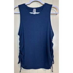 Sophia Active Top Women's Medium blue Sleeveless Cinch Ruched Sides stretch‎ GUC